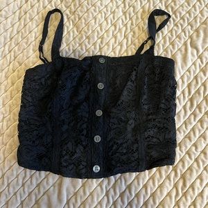 Abercrombie & Fitch Black Cropped Lace Tann